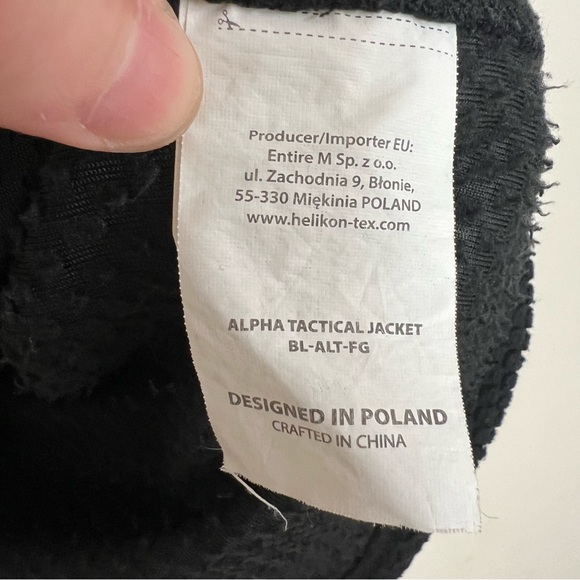 Helikon Tex Alpha Tactical Jacket Size M Black Grid Fleece - Picture 9 of 9